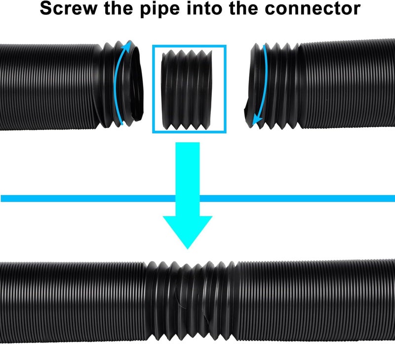 Prestantious Extra Extension Flexible Pipe for Ours 3.1" OD Downspout Extender, 2.6 inches ID, 3.1 inches OD, Stretched Length 6.6ft, Black - Image 3